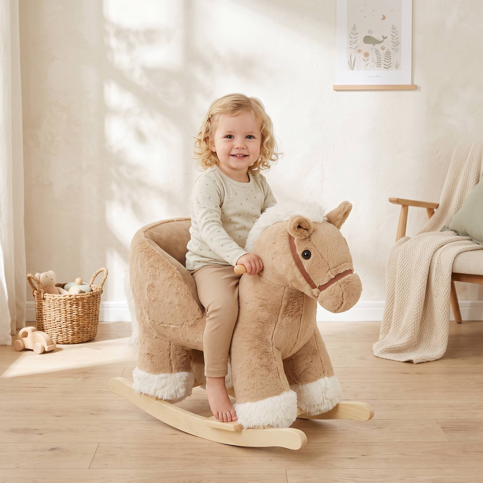 Alt View 1. Qaba - Horse with Seat Belt - Brown.