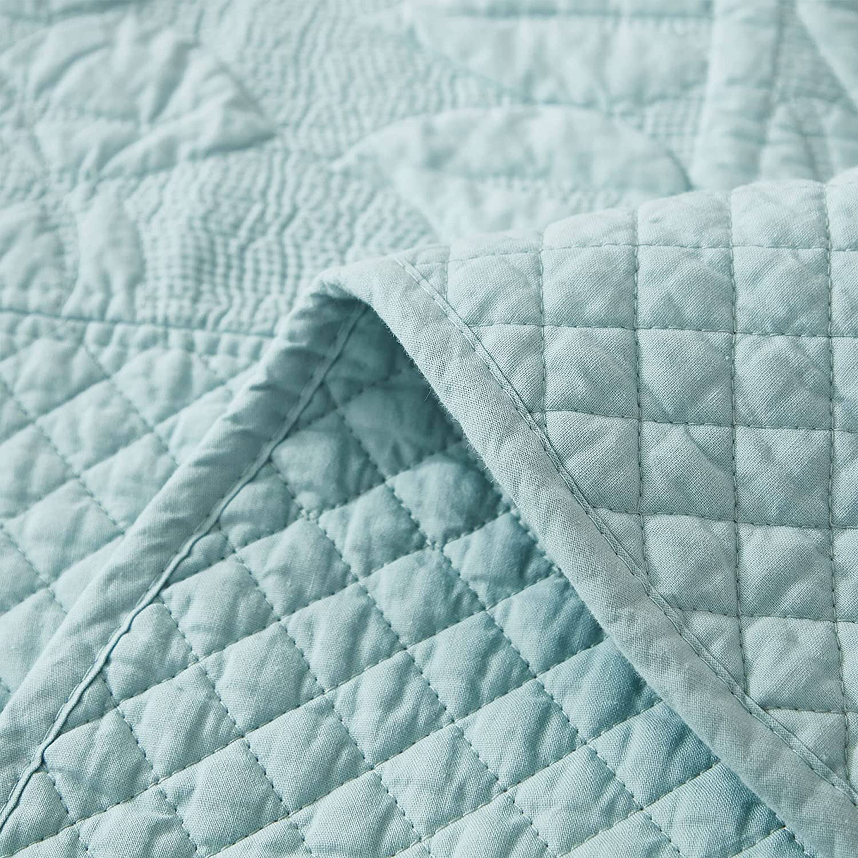 Back. MarCielo - Marcielo 2/3 Piece 100% Cotton Oversized Bedspread Lightweight Quilt Set - Mint Green.