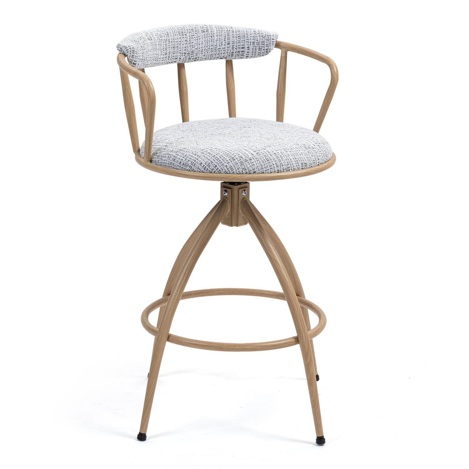 Left. APRILSOUL - 26 Swivel Counter Height Bar Stool Set of 2 Fabric Seat Water Transfer Metal Frame BEIGE - White.