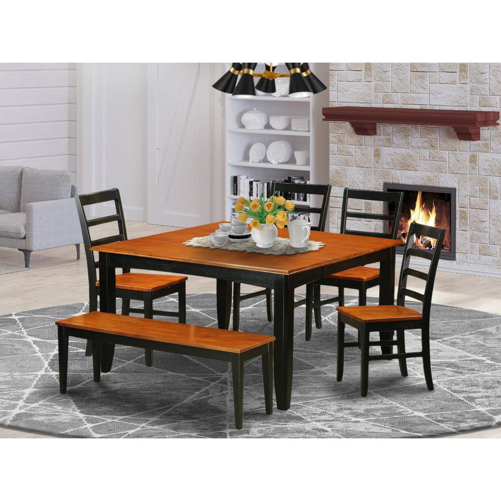 Back. East West Furniture - Dining Room Set Black - Brown.
