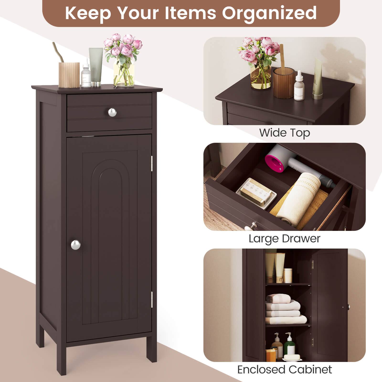 Keep Your Items Organized

- Wide Top
- Large Drawer
- Enclosed Cabinet