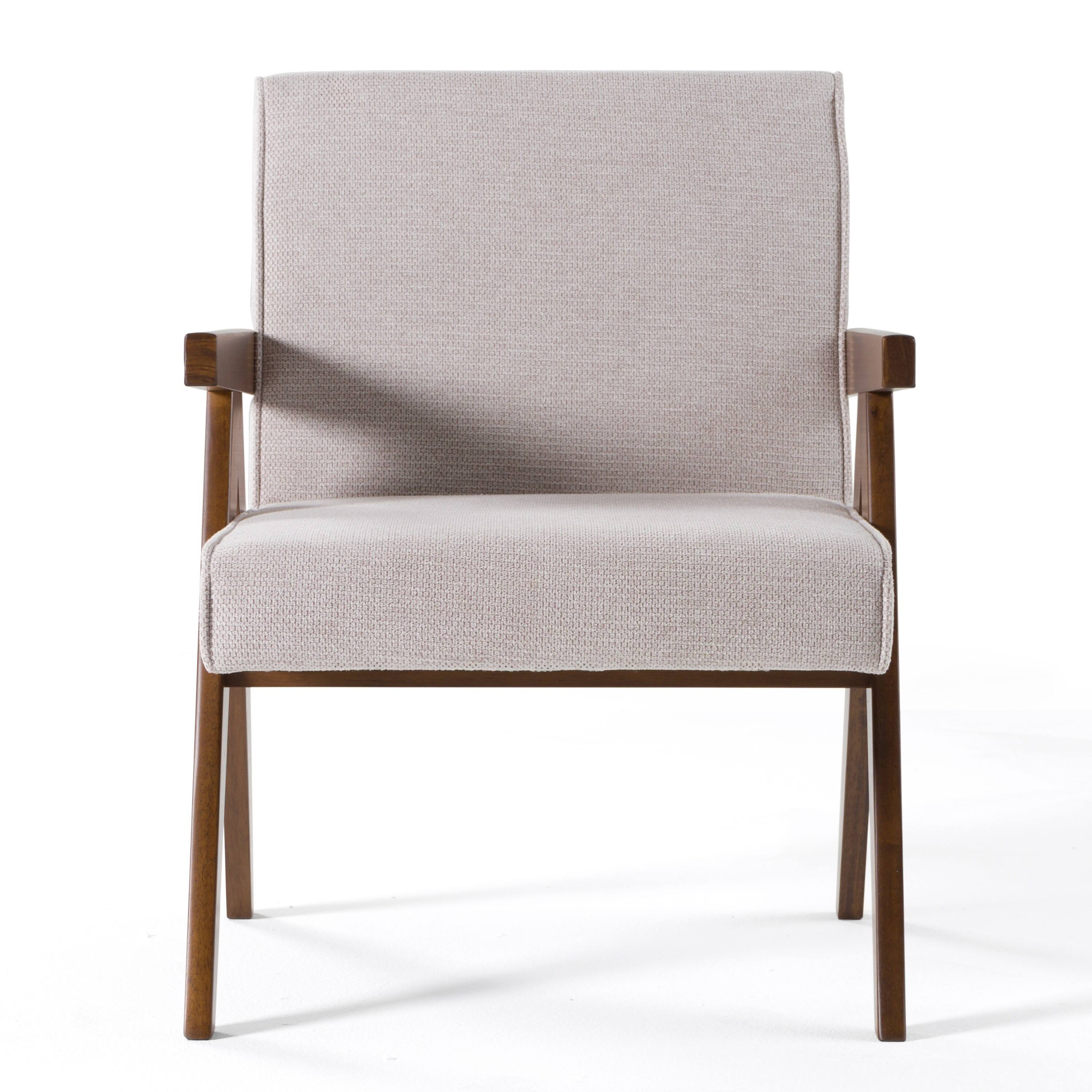 Angle. Manhattan Lane - Cid Jose Accent Chair Set of 2 Polyester, Walnut  Wood - Beige, Walnut Brown.