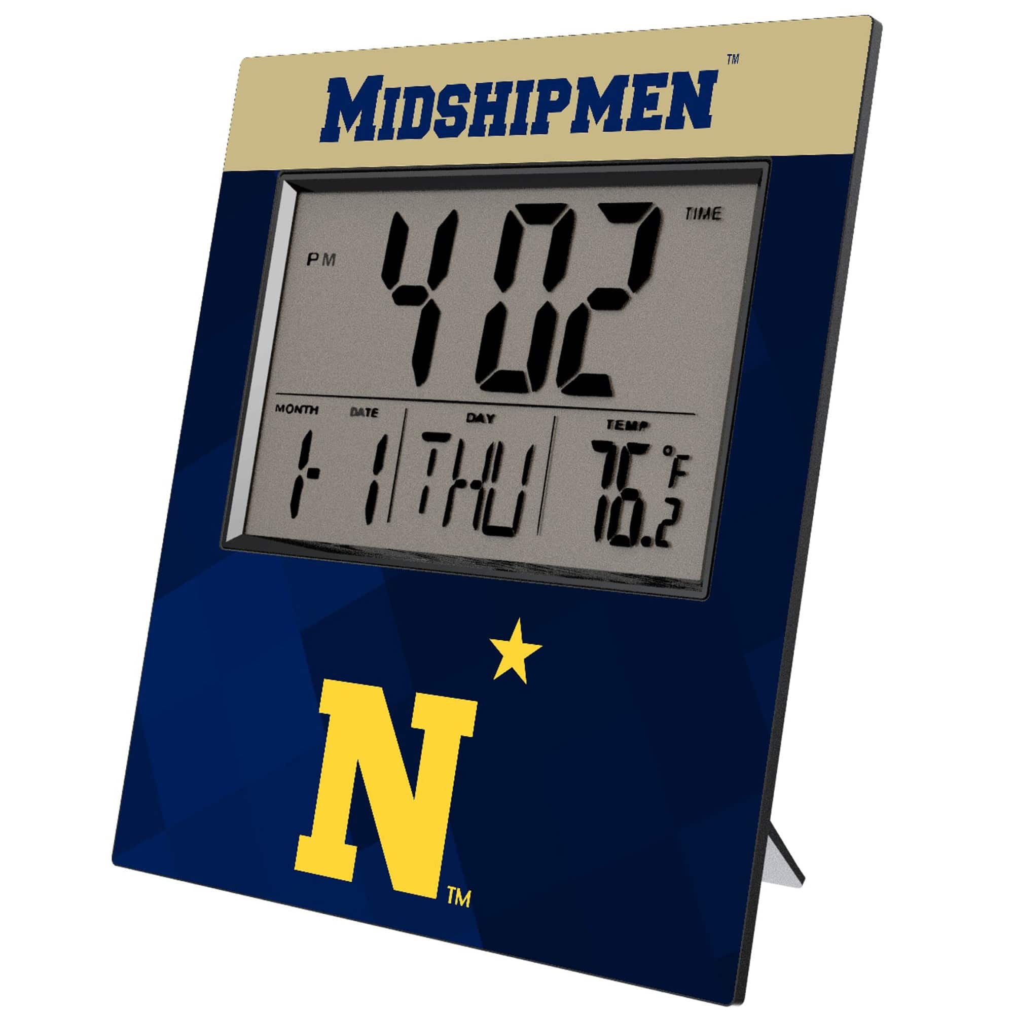 Keyscaper - Navy Midshipmen Color Block Digital Desk Clock - Multicolor