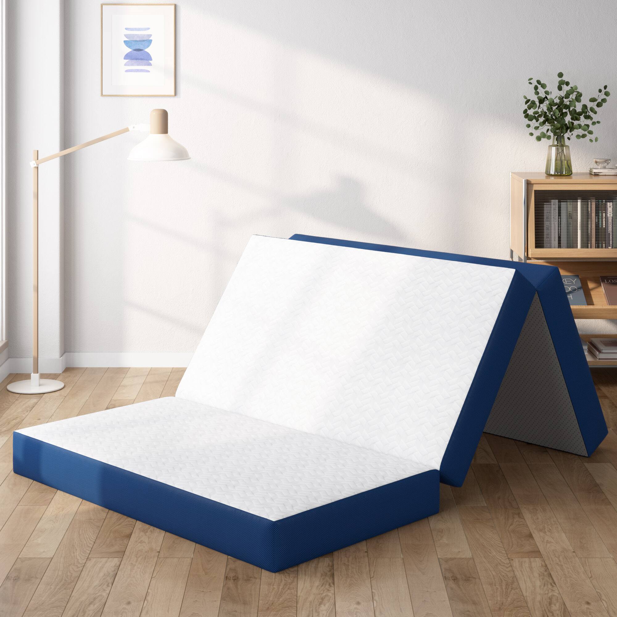 Alt View 1. Glintex - 6-Inch Twin Tri-Fold Memory Foam Mattress, Portable Folding Bed, Medium Firm, Washable Cover, CertiPUR-US Certified - White.