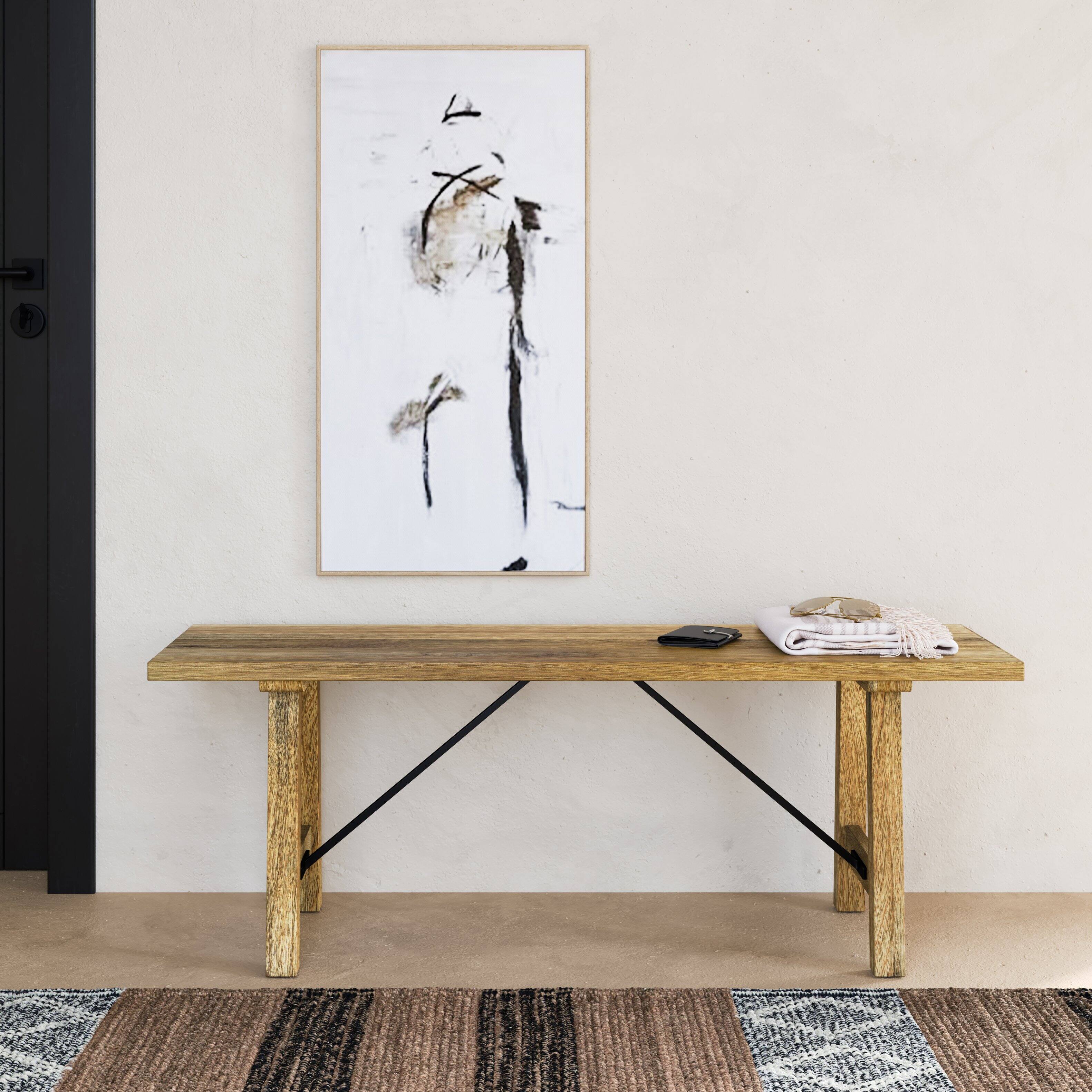 Left. Simpli Home - Harvey Solid Mango Wood 47 inch Wide Industrial Contemporary Bench in Natural - Natural.