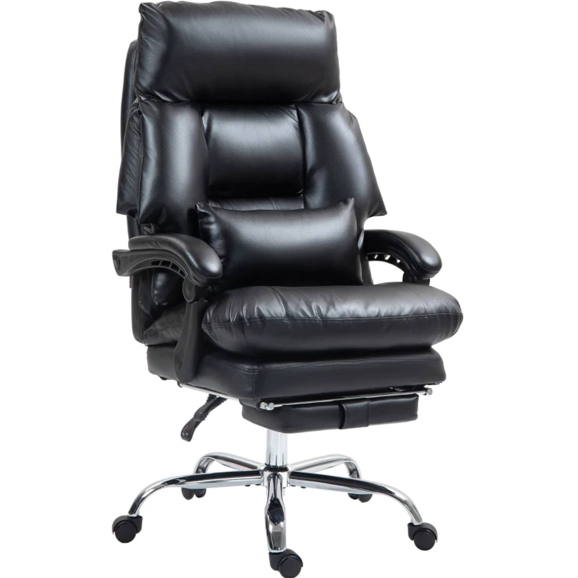 Angle. GOODSILO - Premium High-Back Executive Office Chair with Ergonomic Support and Reclining Footrest for Enhanced Comfort - Black.