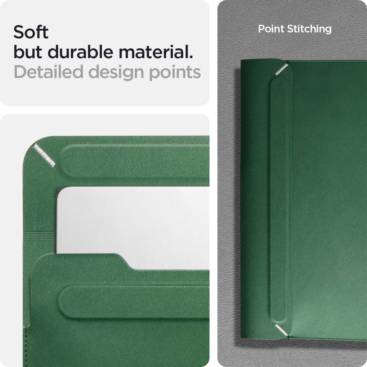 Soft but durable material. Detailed design points. Point Stitching.