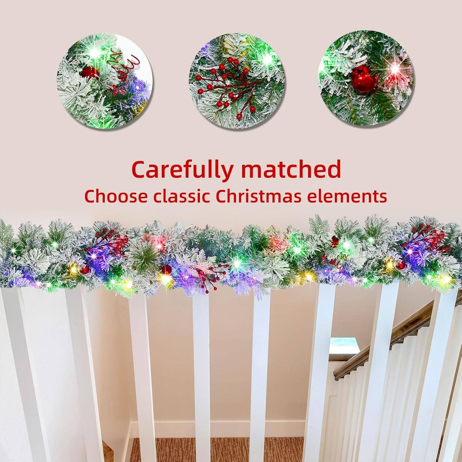 Carefully matched  
Choose classic Christmas elements