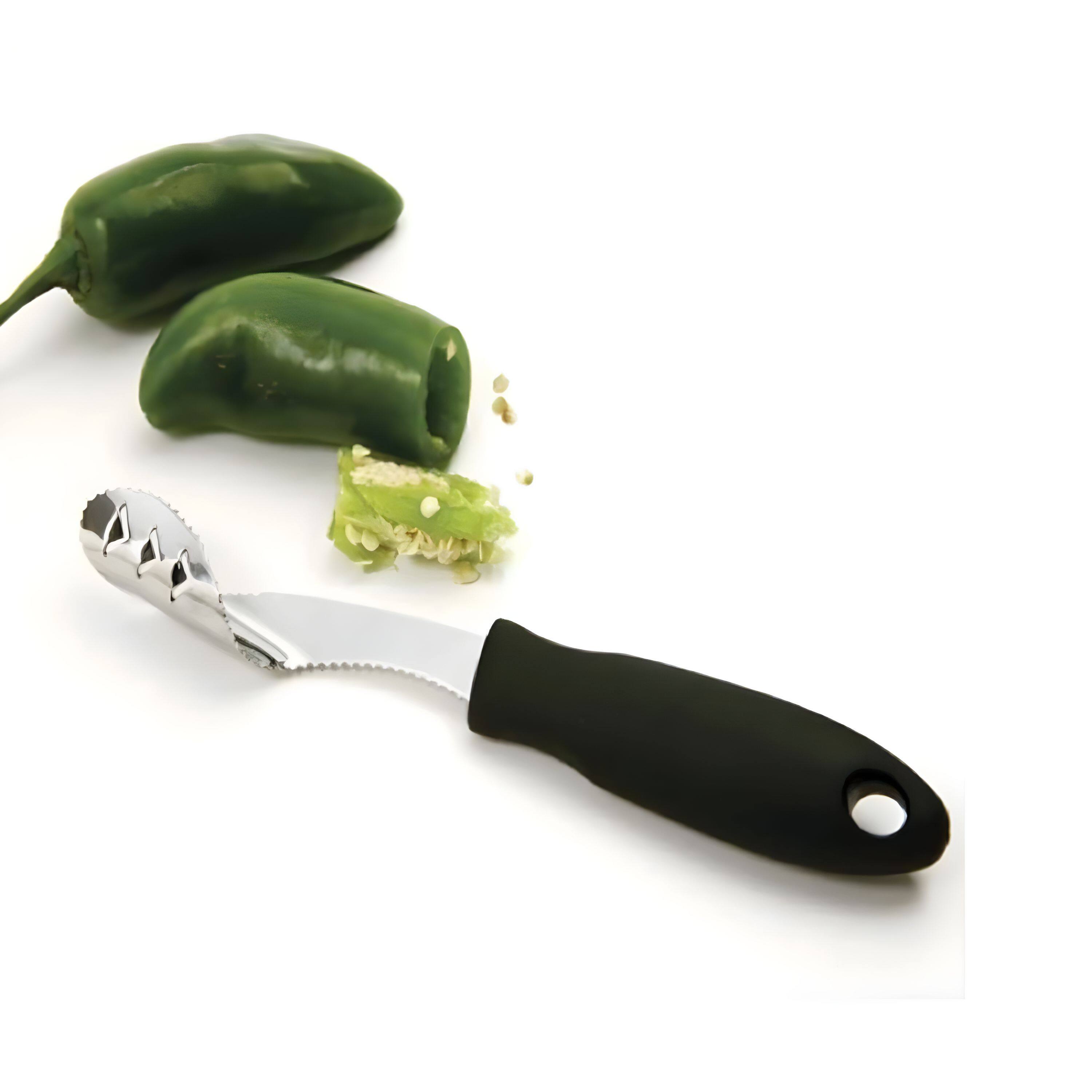 Angle. Kitcheniva - Kitchen Pepper Slicer Cutter Tool - Silver.