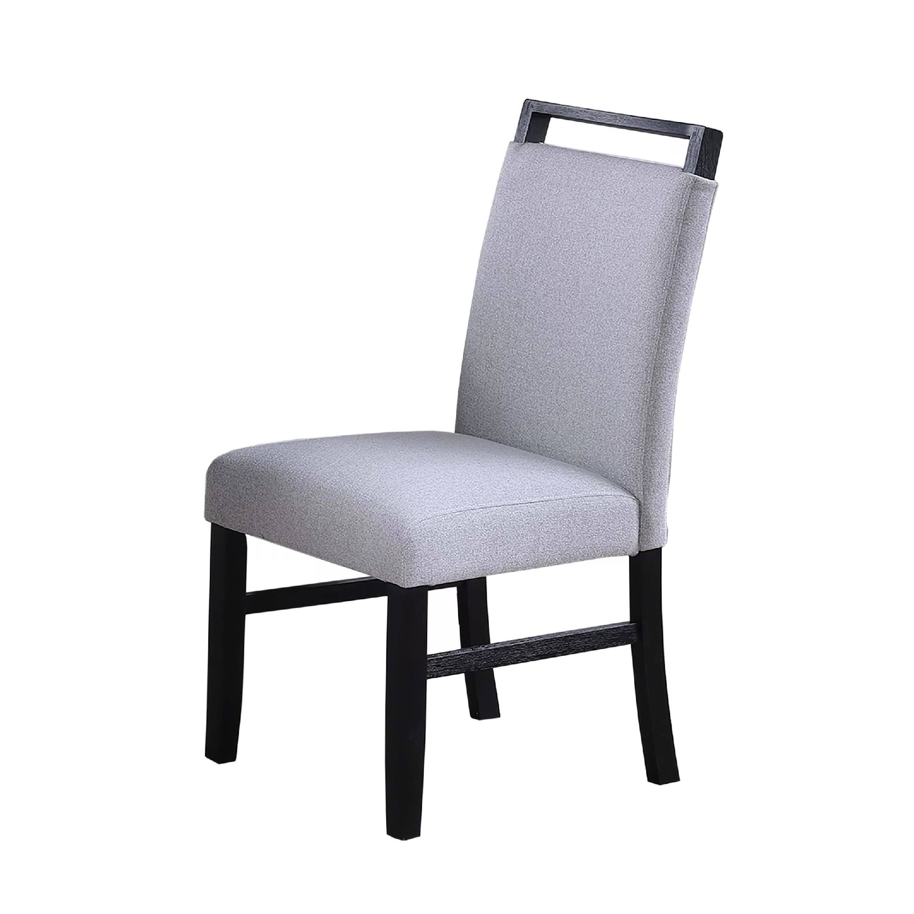 Alt View 1. Manhattan Lane - Dining Side Chair Set of 2, Charcoal Gray Fabric Foam Seat, Black Rubberwood - Charcoal Gray, Black.