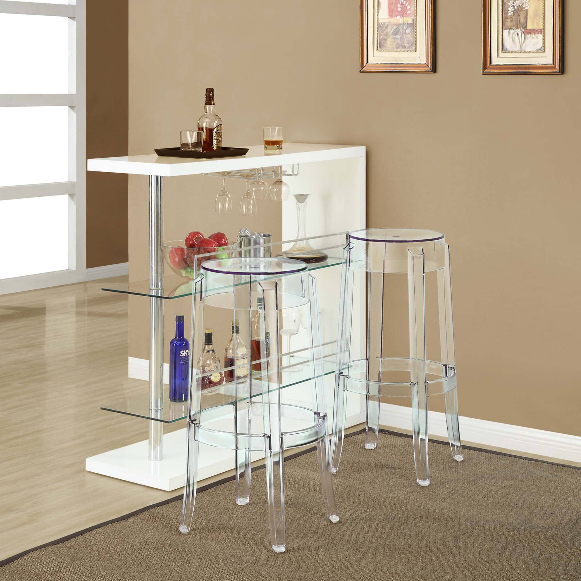 Back. Modway - Casper Bar Stool Backless Set of 2 - Clear.