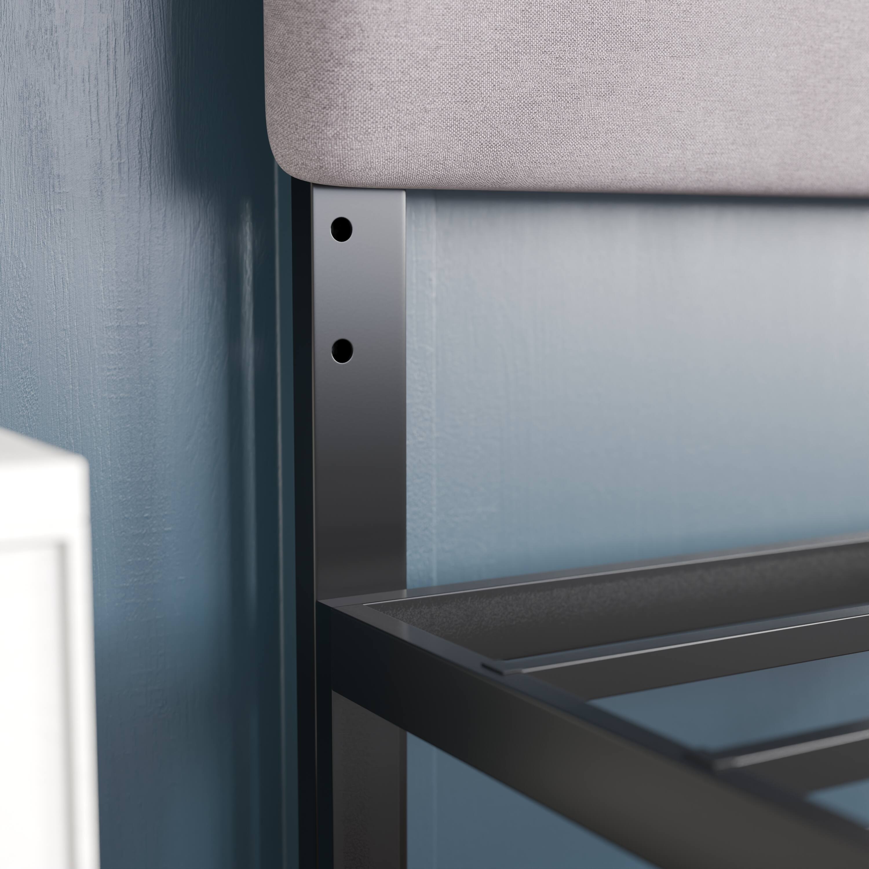 Alt View 4. Emma + Oliver - Gannon Modern Upholstered Headboard with Horizontal Line Stitching and Adjustable Height Rails - Gray.