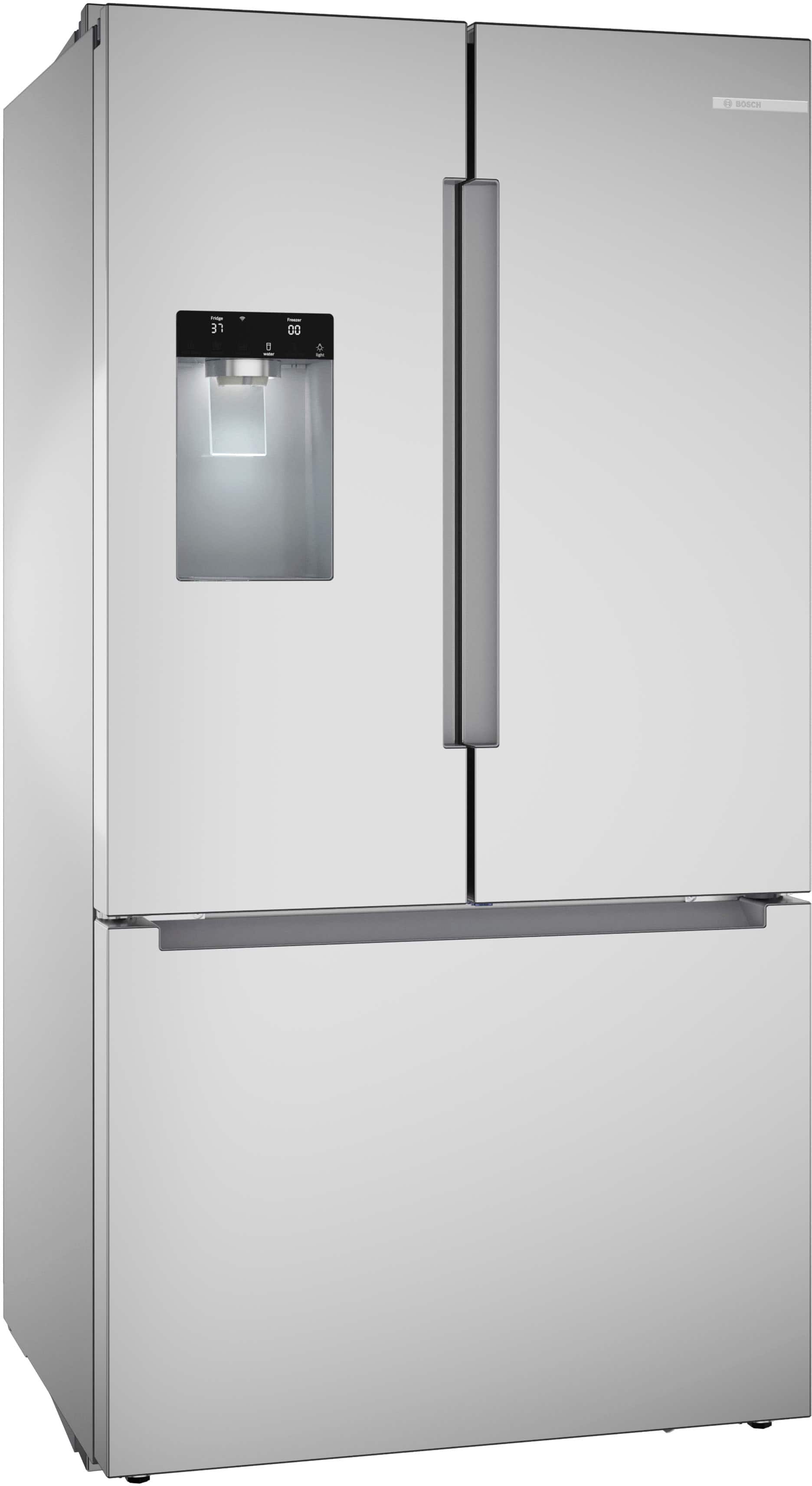 Alt View 5. Bosch - 100 Series 26 Cu. Ft. Bottom-Freezer French Door Smart Refrigerator with External Ice and Water - Stainless Steel.