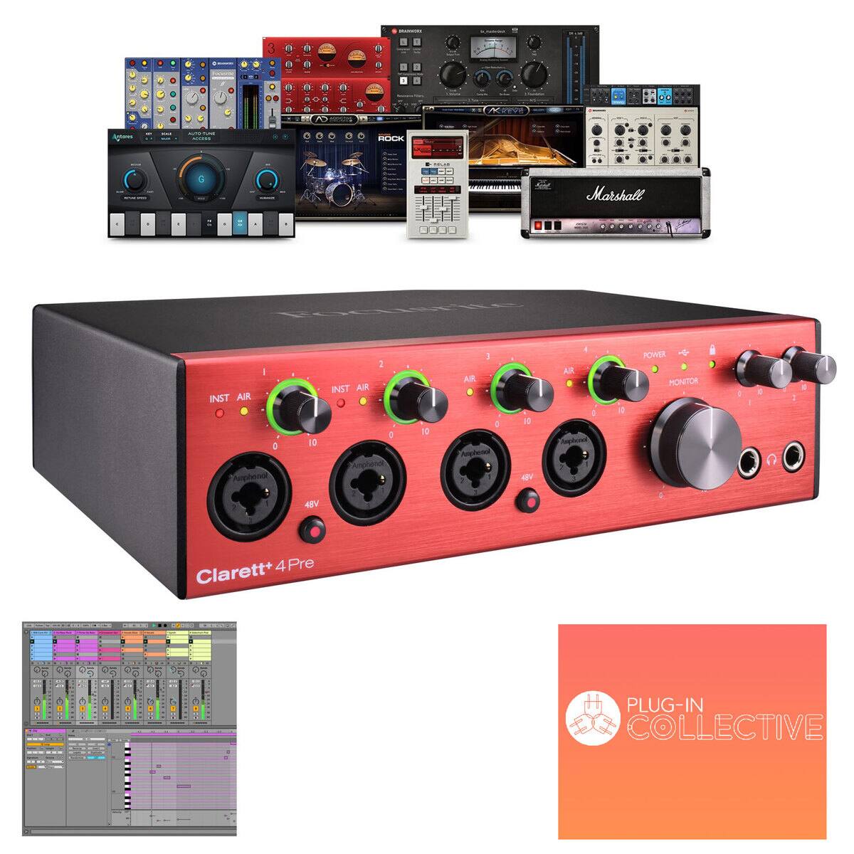 Clarett+ 4Pre

INST AIR 1
INST AIR 2
AIR 3
AIR 4
POWER
MONITOR
48V

Plug-in Collective