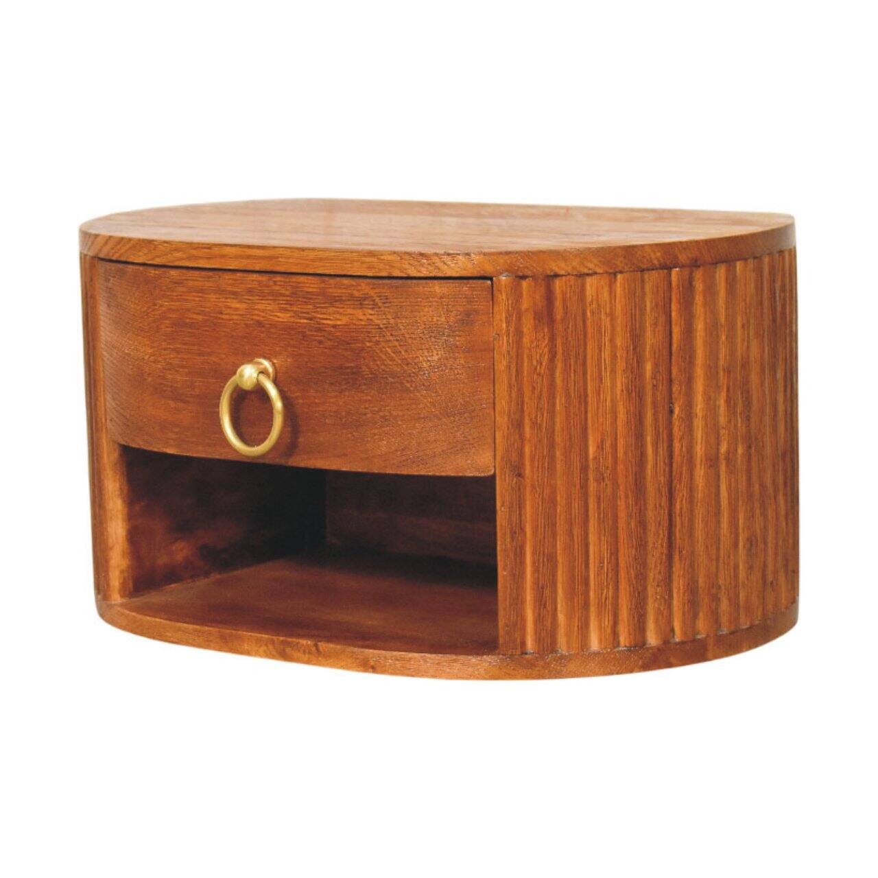 Left. Artisan Furniture - Artisan Furniture Solid Wood Oval Wall Nightstand - Brown.
