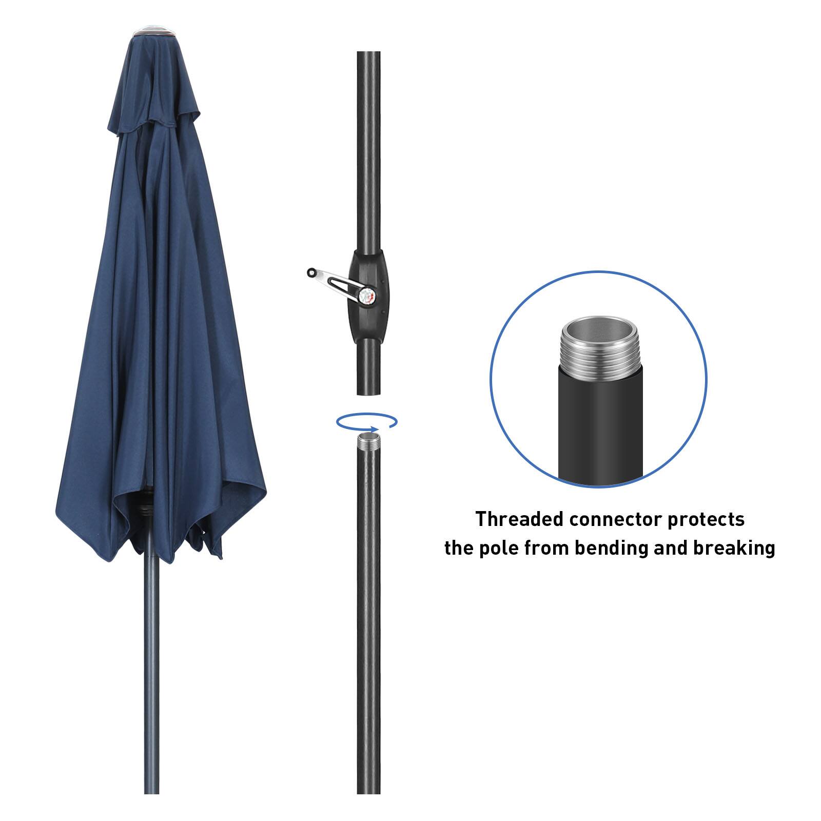 Threaded connector protects the pole from bending and breaking