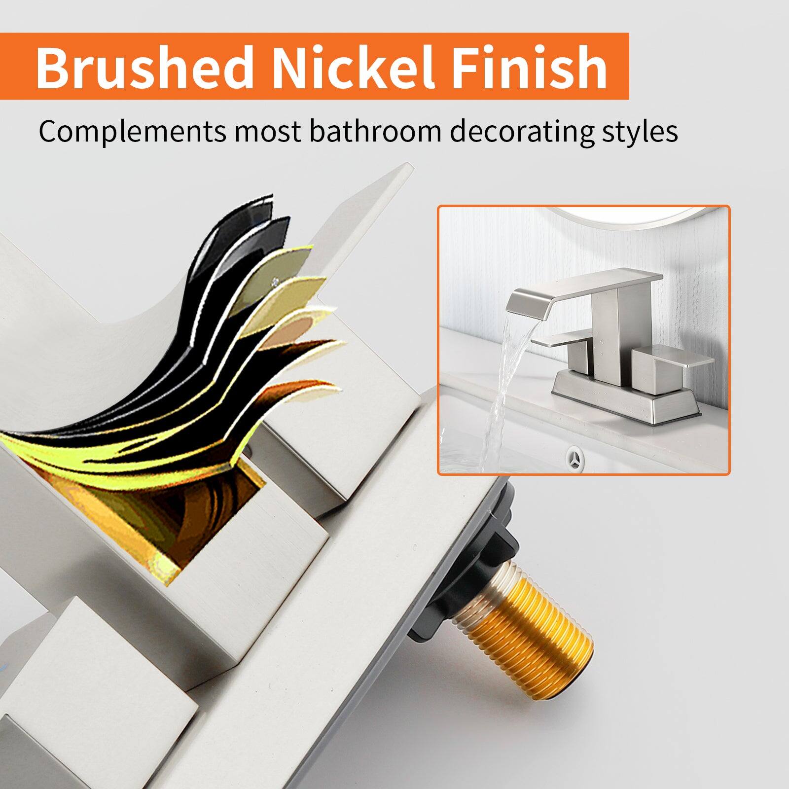 Brushed Nickel Finish  
Complements most bathroom decorating styles