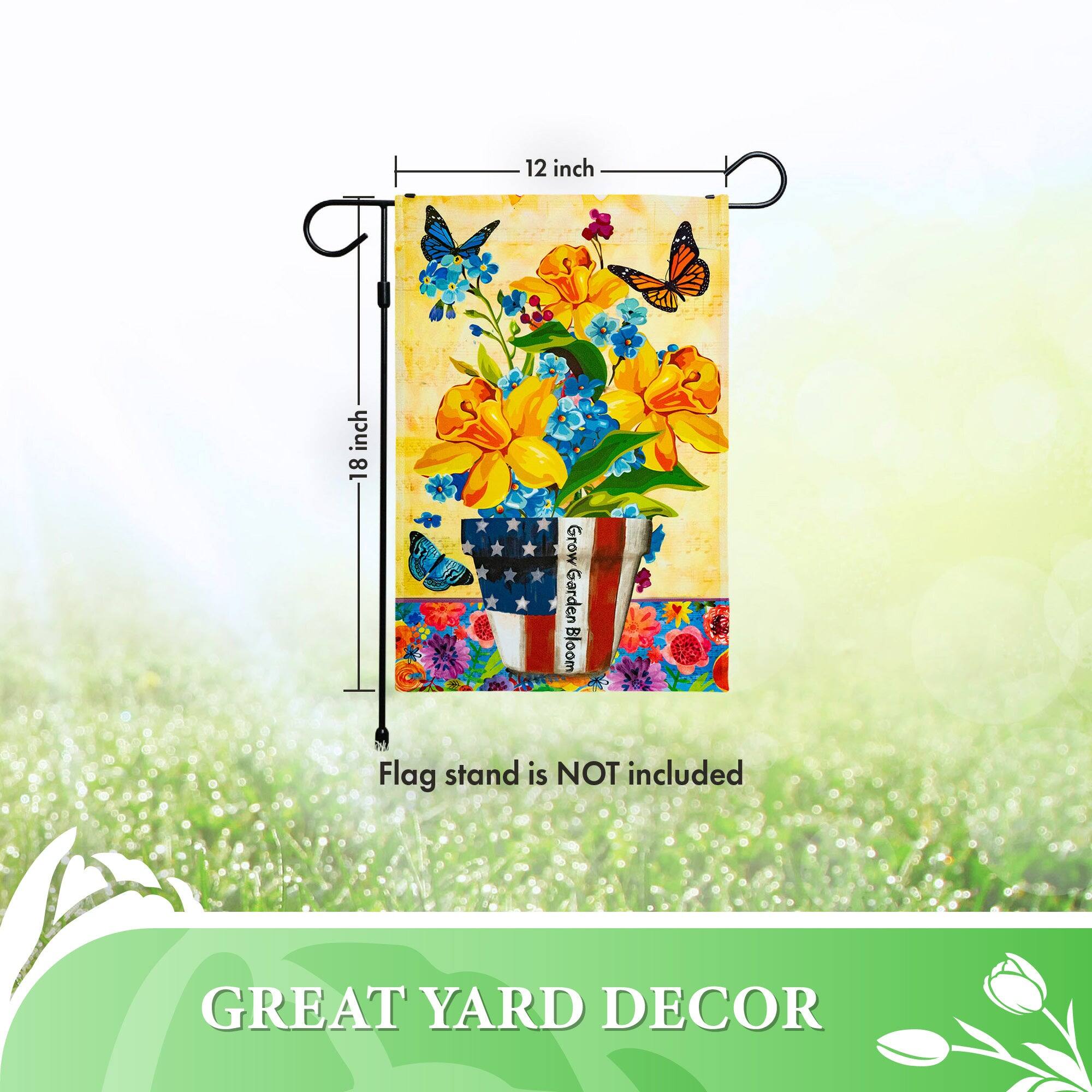 12 inch x 18 inch Grow Garden Bloom Flag stand is NOT included GREAT YARD DECOR