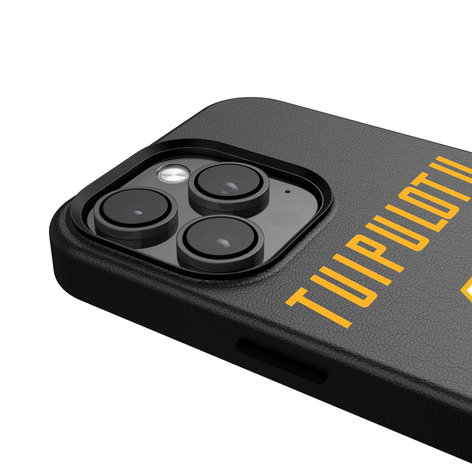 Alt View 3. Keyscaper - Tuli Tuipulotu-Black Los Angeles Chargers iPhone Magnetic Bump Case - 14 - Black.