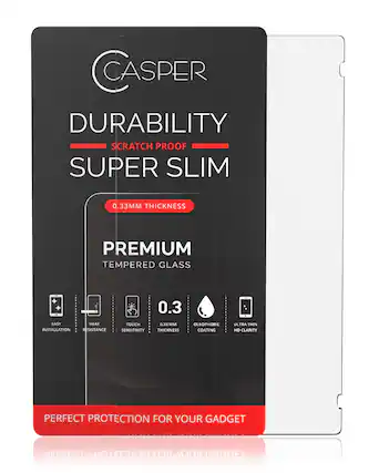 CASPER DURABILITY SCRATCH PROOF SUPER SLIM 0.33MM THICKNESS PREMIUM TEMPERED GLASS 0.3 LASY HEAT INSTALLATION RESISTANCE TOUCH 0.33 MM SENSITIVITY THICKNESS OLEOPHOBIC COATING ULTRA THIN HD CLARITY PERFECT PROTECTION FOR YOUR GADGET