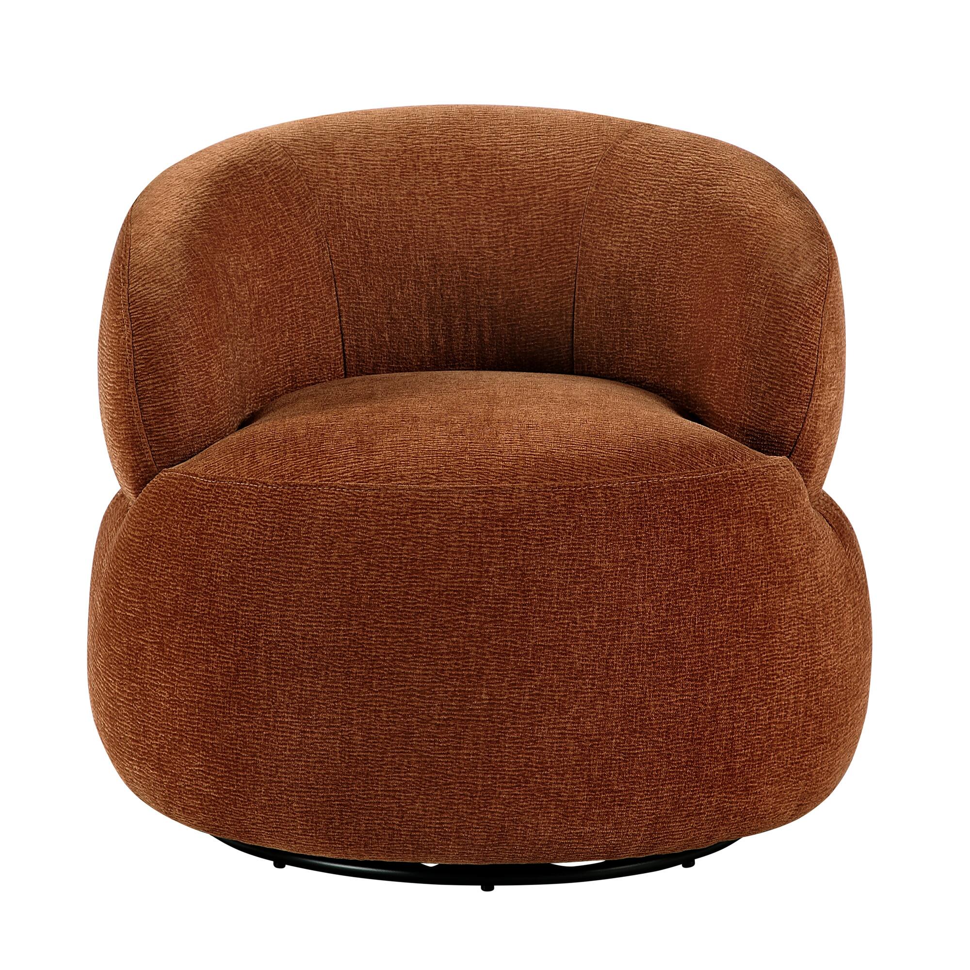 Alt View 6. Forest'nSky - Rusty Orange Modern Swivel Accent Chair, Round  Upholstered Barrel Chair with Plush Foam Cushion, Solid Wood Base - Rusty Orange.