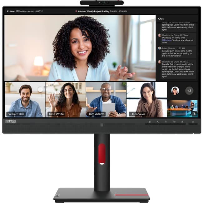 Lenovo - ThinkVision T24mv-30 24" Class Webcam Full HD LED Monitor - 16:9 - 23.8" Viewable - In-plane - Raven Black