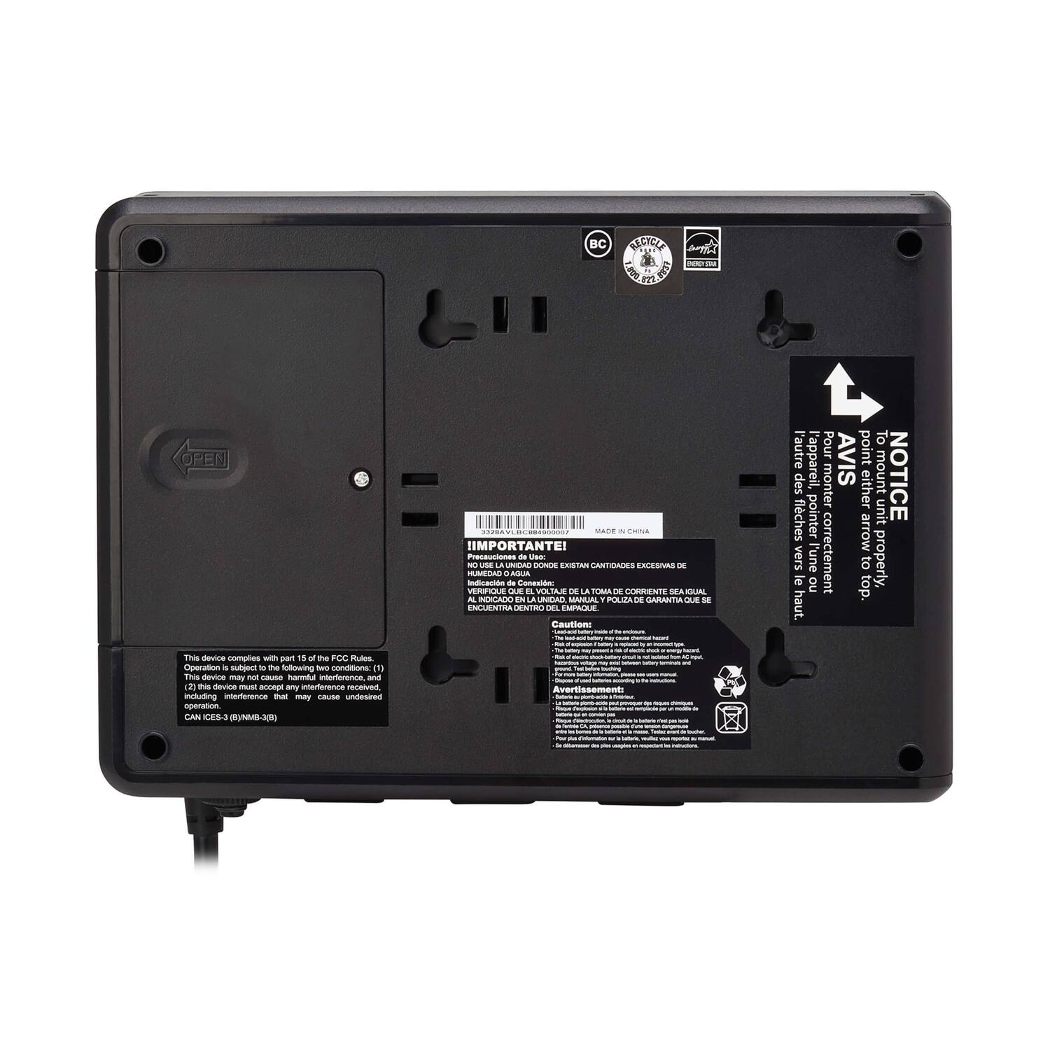 Sure, here is the corrected and grouped text from the image:

---

**BC ETCTE 3 F2%**

**1 OPEN**

**IMPORTANT! Precautions**

- **N uBE L AUNIEI DNER EnTAN CANTEADES EXCeSIAS**
- **HUNEIO a A Indicasidn**
- **CAneaAo VERIFIQUE E d VESLE D LA TOS**
- **nTE SEA -A A INERCADO 1N UNEAN MANUAL T POLLR**
- **GARANTIA**
- **ENGUIENTRA VENIT onL IMPAE**

**Cautions**

- **Pour To l'autre l'appareil AVIS point des monter either mount NOTICE flches pointer unit correctemer arrow vers l'une to properly, le no top. haut. T savana complies w pat**

**NOTICE**

- **This device complies with Part 15 of the FCC Rules.**
- **Operation is subject to the following two conditions: (1) This device may not cause harmful interference, and (2) this device must accept any interference received, including interference that may cause undesired operation.**
- **CAN ICES-