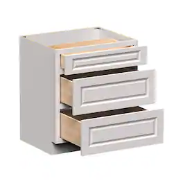 Boyel Living - 30-in W x 34.5-in H x 24-in D Shaker 3-Drawer Kitchen Base Cabinet with Soft-Close Slides - Glacier White