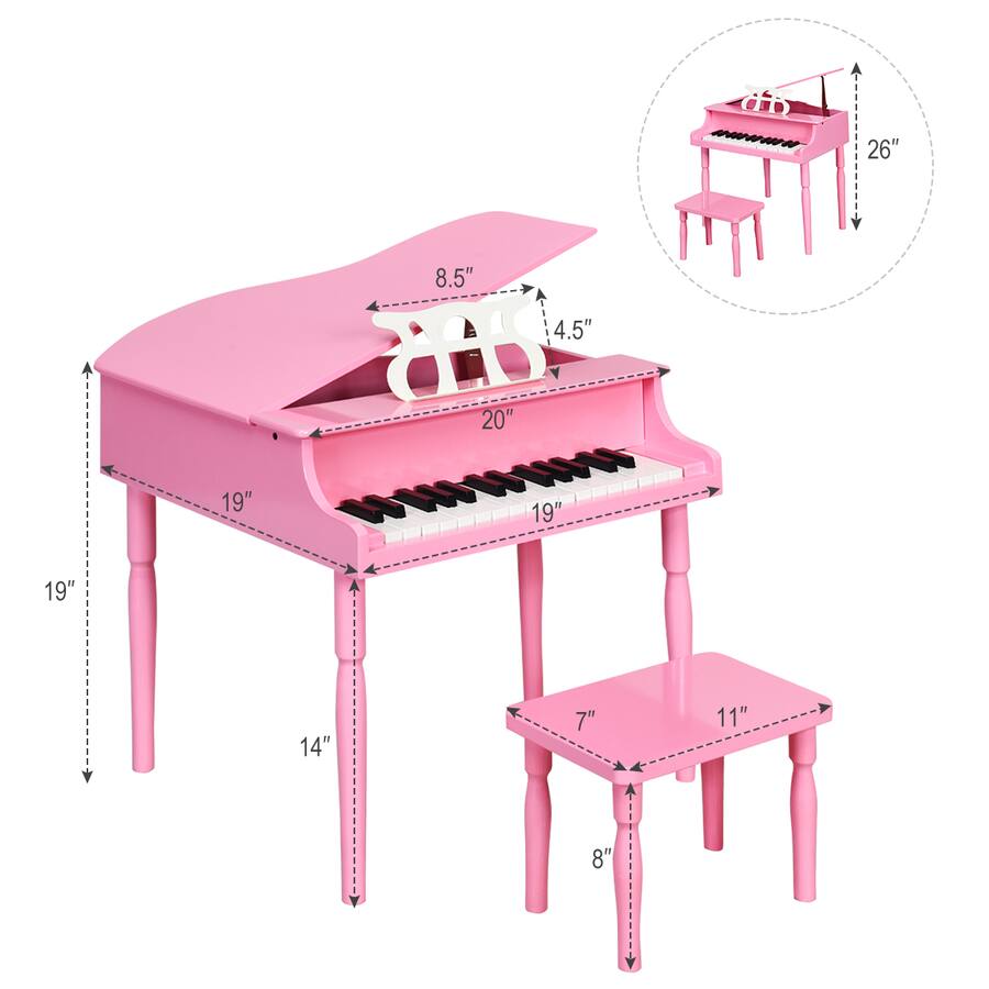 Costway 30 Key Classic Baby Grand Piano Toddler Toy Wood