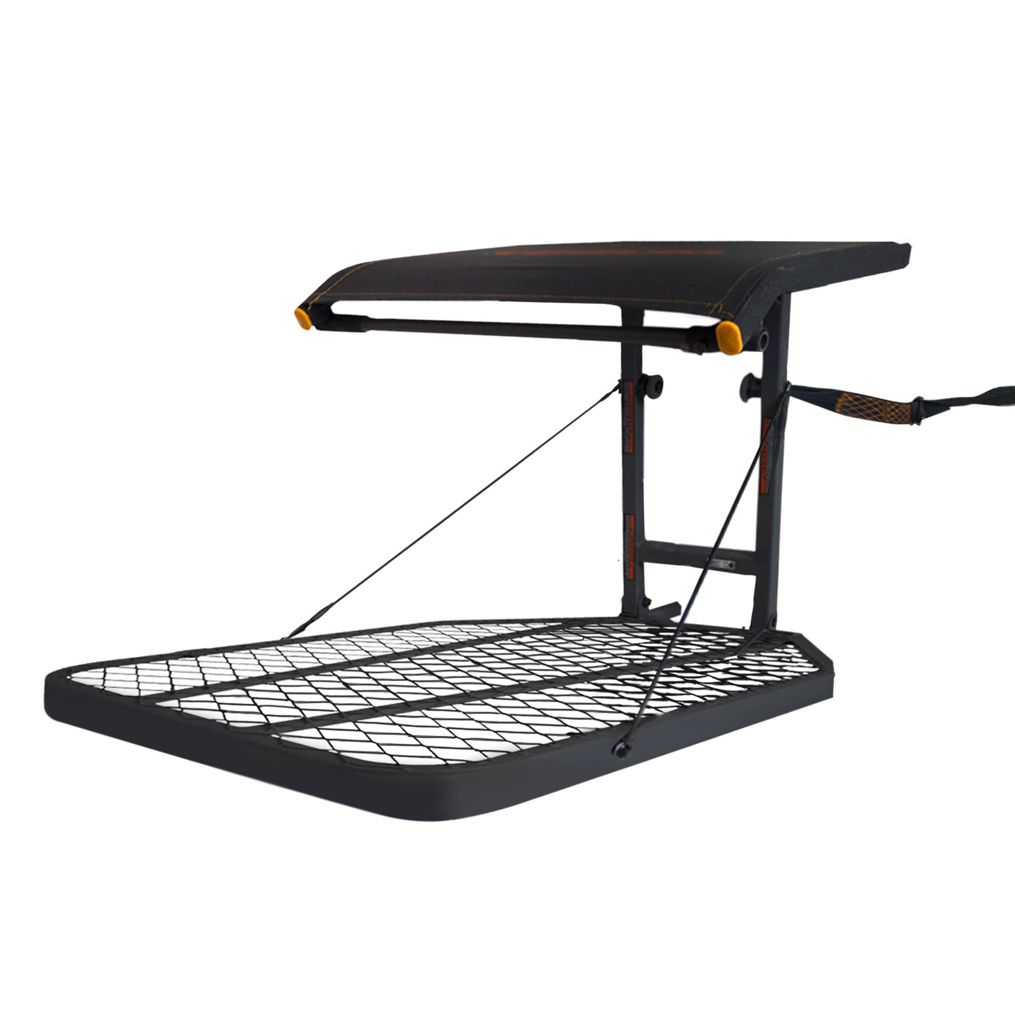 Alt View 5. Big Game Treestands - Big Game Captain Steel Hang-On Treestand with 14" x 12" Flip-Back Seat, Black - Black.