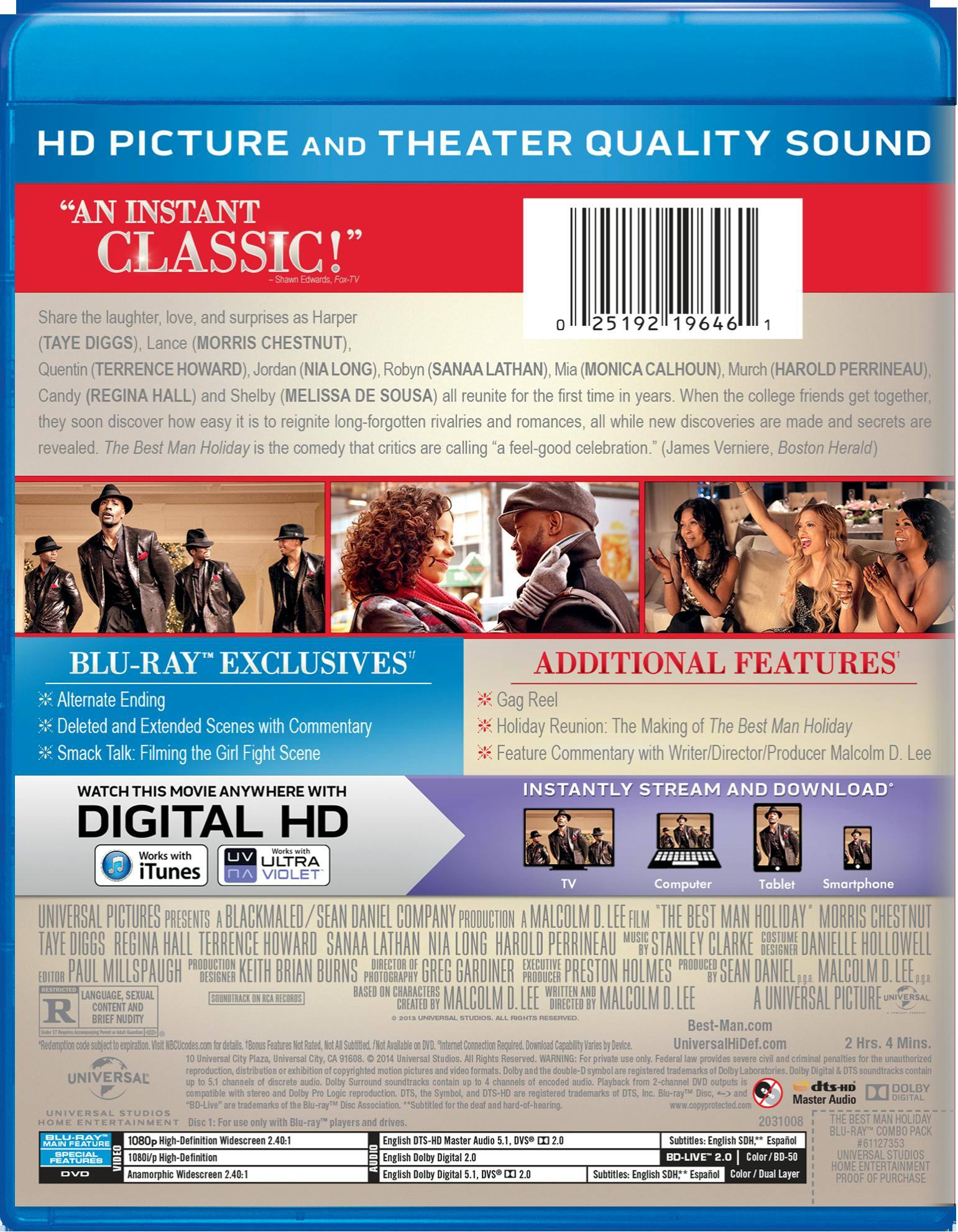 Back. The Best Man Holiday (DVD + Digital) [Blu-ray].