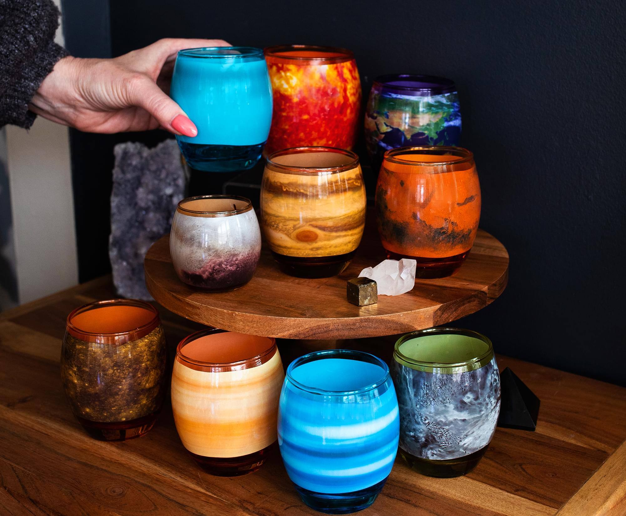 Alt View 10. Surreal Entertainment - Solar System Planetary Glasses Set of 10 | Each Holds 4-10 Ounces - Black.