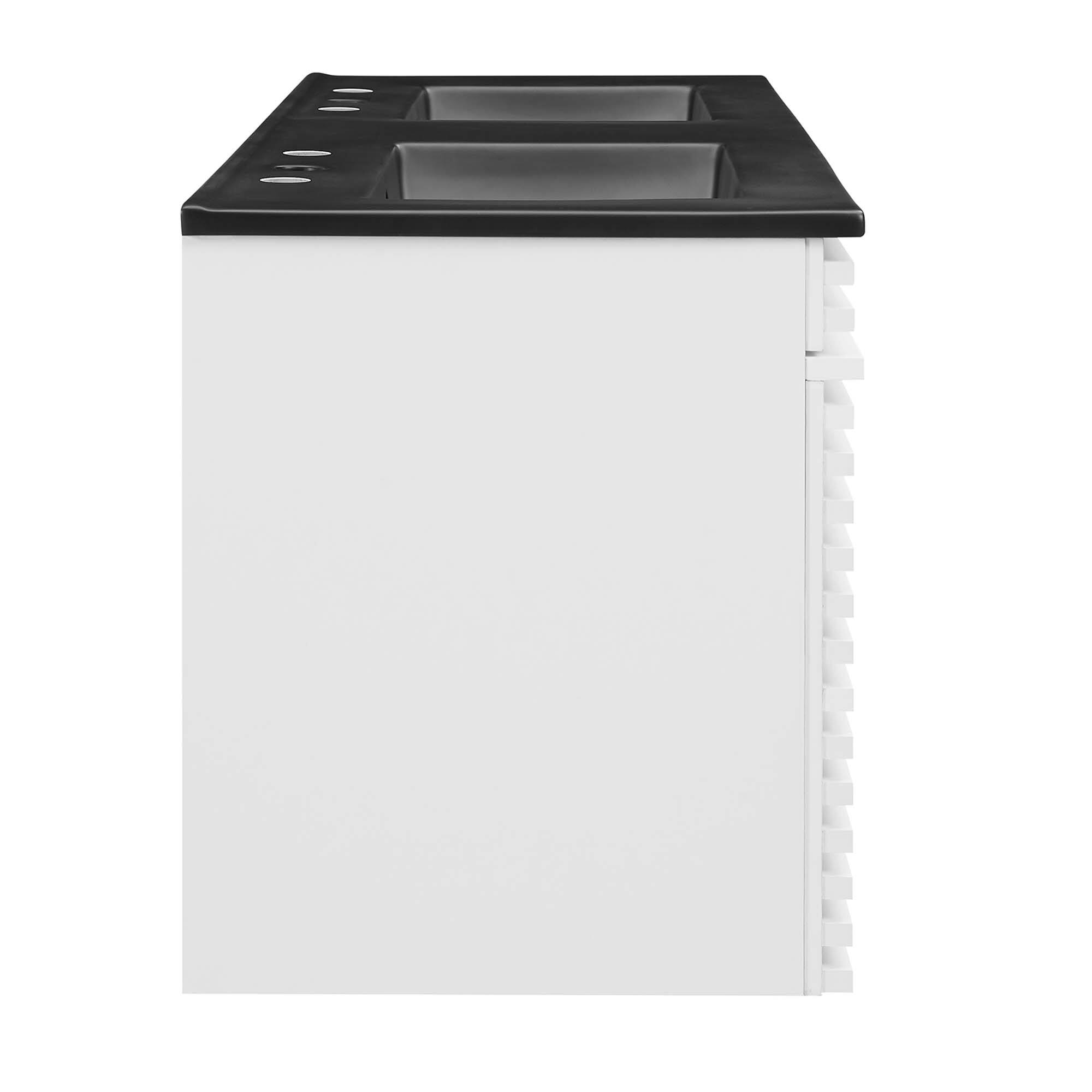 Alt View 1. Modway - Render 48" Wall-Mount Bathroom Vanity Basin Included by Modway - White Black.