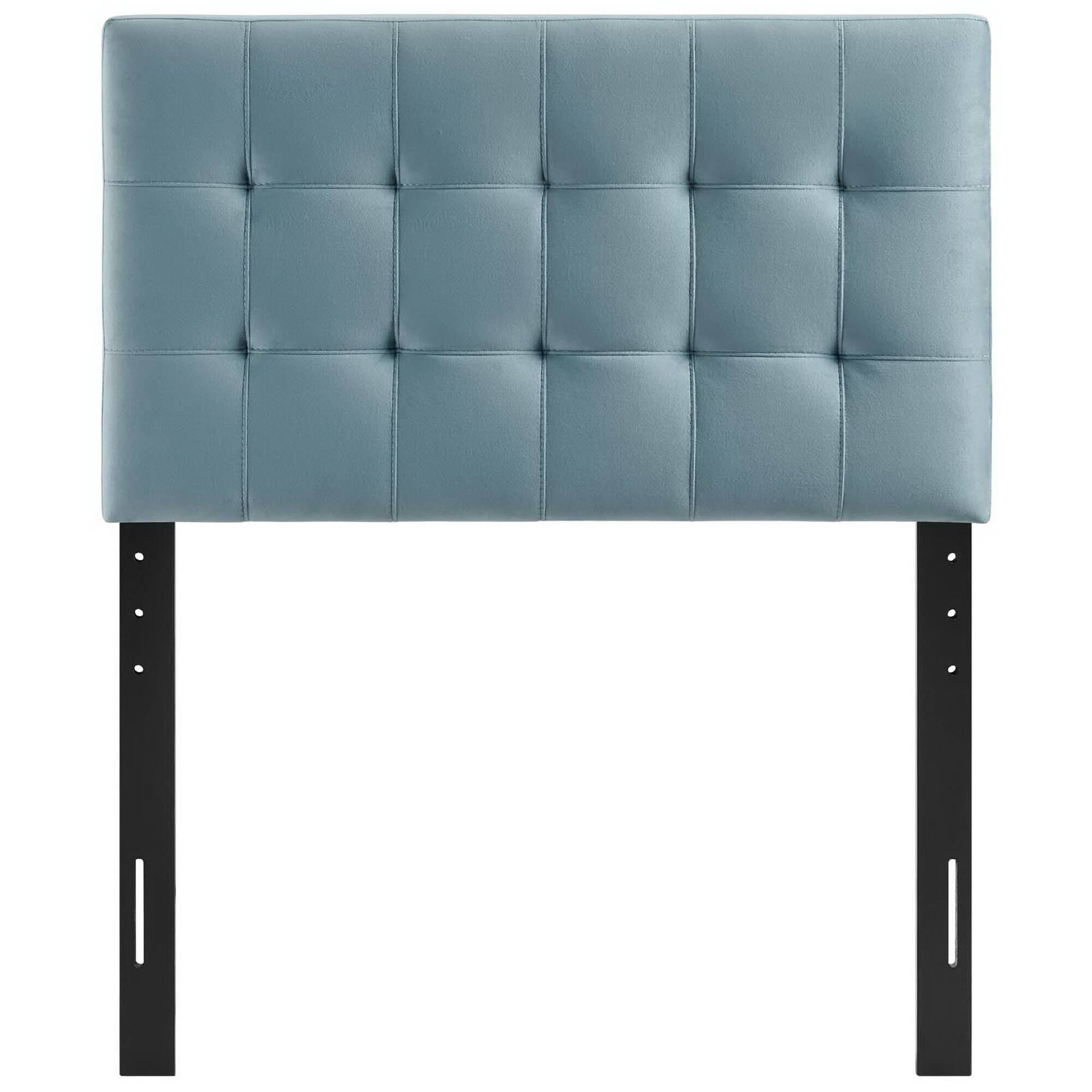 Angle. Modway - Lily Biscuit Tufted Performance Velvet Twin Headboard by Modway - Blue.