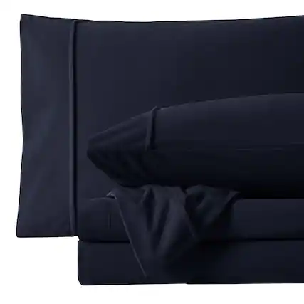 Front. Sweet Home Collection - Solid Cotton Flannel Sheets Warm and Cozy Extra Deep Pockets, Queen - Navy.