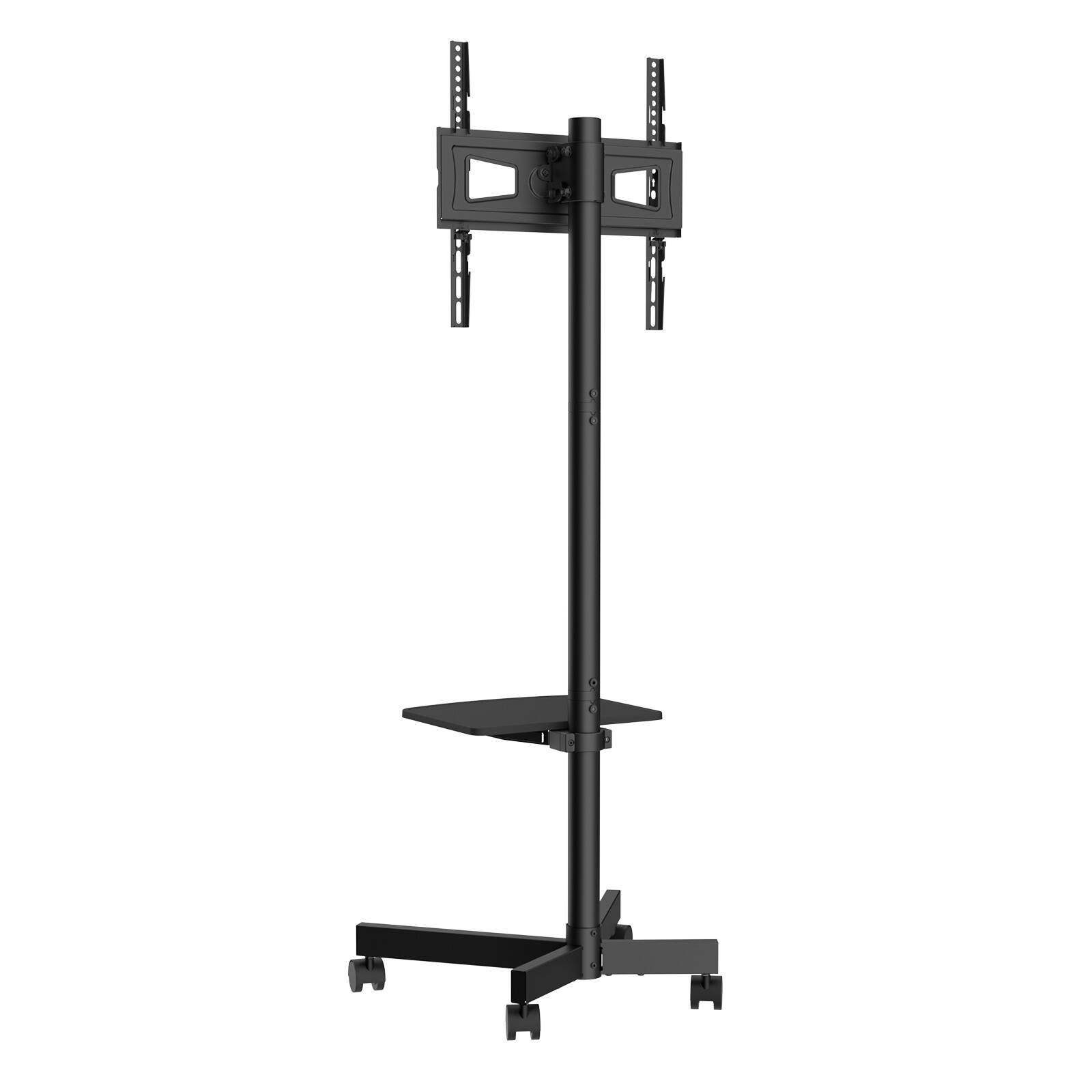 Alt View 6. Meqiodas - Mobile TV Stand, Mobile TV Cart for 23 to 60 inch TVs, Height Adjustable Portable TV Stand with Wheels - Black.