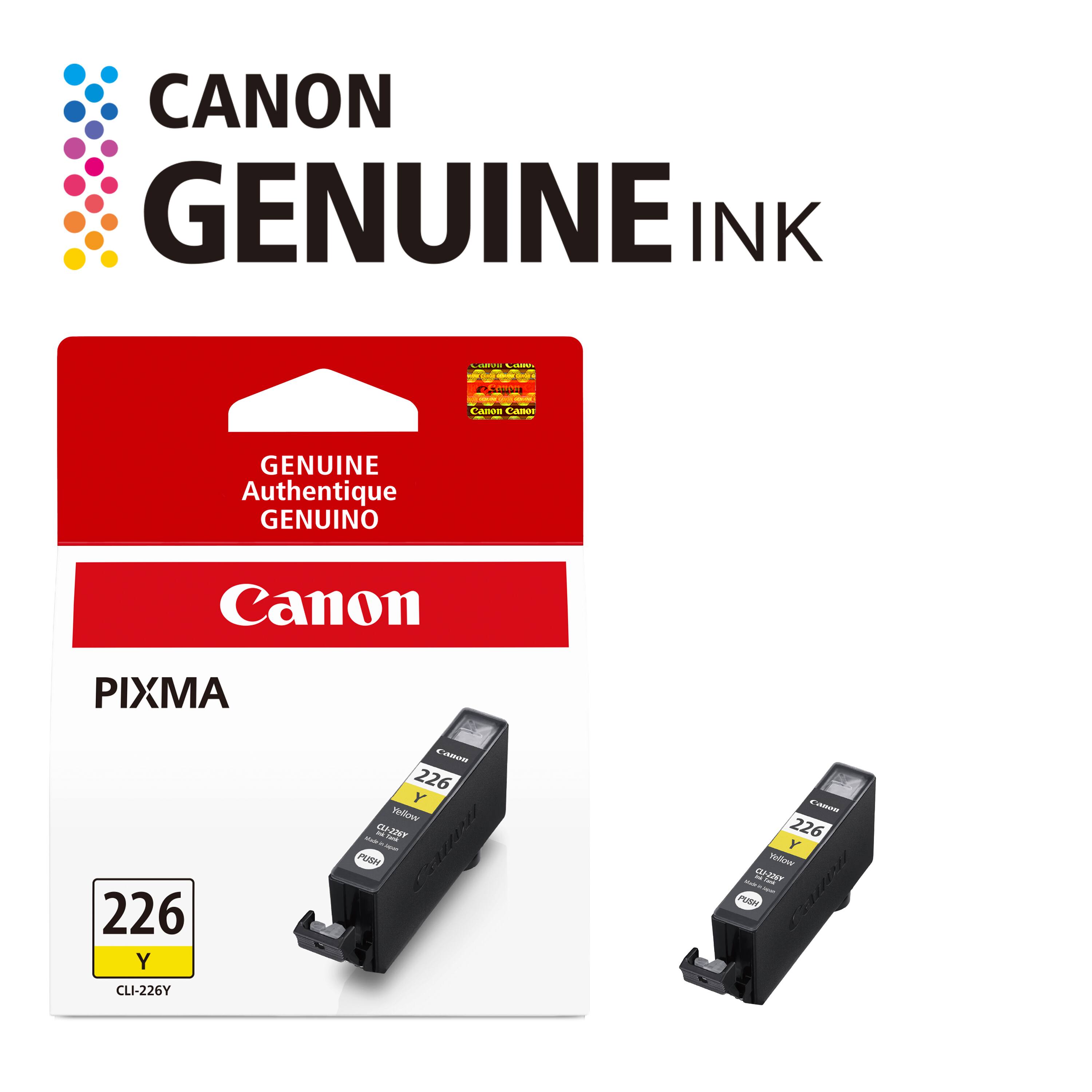 CANON GENUINE INK

Calless Colories

SHAT aurio -2020 Canon Canon

GENUINE Authentique GENUINO

Canon

PIXMA 226 Y CLI-226Y

Canon 226 Y wolleY surce it CLI-226Y Lank PUSH tapan Cauen

Canon 226 Y wolls? Welk m CLI-226Y Today PUSH