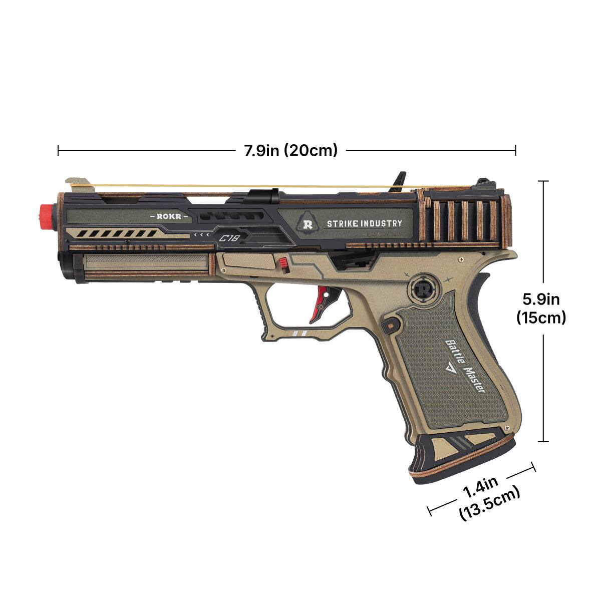 7.9in (20cm)  
-ROKR  
C18  
R  
STRIKE INDUSTRY  
1  
Battle Master  
5.9in (15cm)  
1.4in (13.5cm)