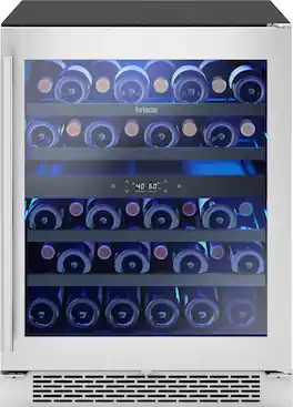 Zephyr - 4.75 Cu.Ft. Brisas 24 in. 38-Bottle Built-In or Freestanding Dual Zone Wine Cooler - Stainless Steel/Glass