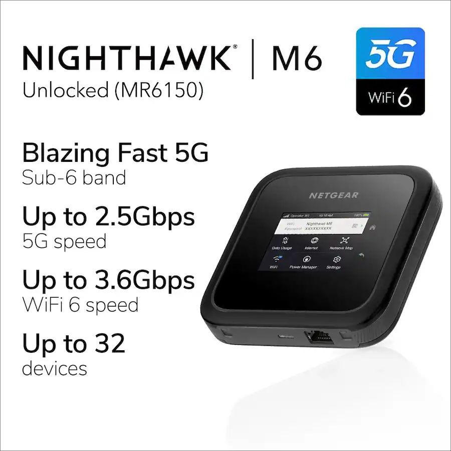 NETGEAR Nighthawk M6 5G WiFi 6 Hotspot Black (Unlocked) MR6150-100NAS ...