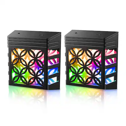 Front. Jandcase - JANDCASE 2-Pack 0.5W Plug-in Night Light, RGB Color Changing, Solar-Inspired Decorative Design, Dusk-to-Dawn Sensor - Black.