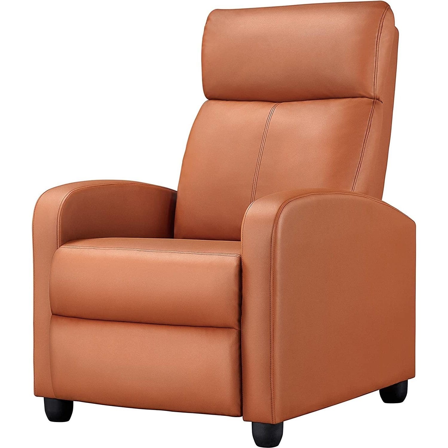 Hivvago - High-Density Faux Leather Push Back Recliner Chair - Brown