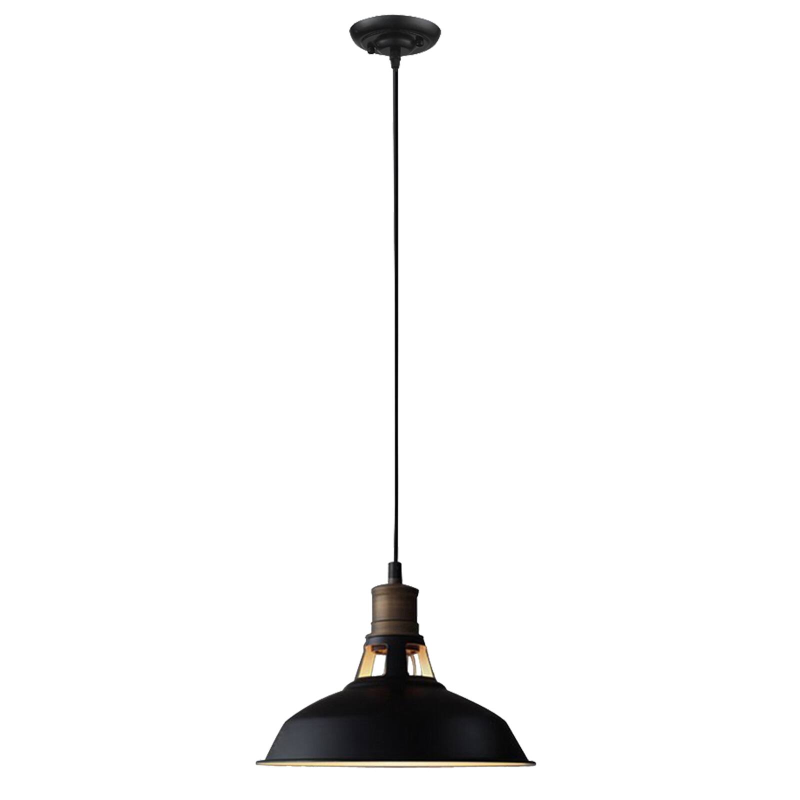 Alt View 6. MOOSE - Siracusa Industrial Black Barn Pendant Light - 1-Light Loft Fixture - Black.