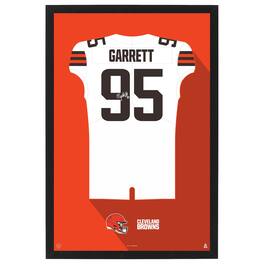 Sporticulture - Myles Garrett Cleveland Browns Away Jersey Framed Art Print - White