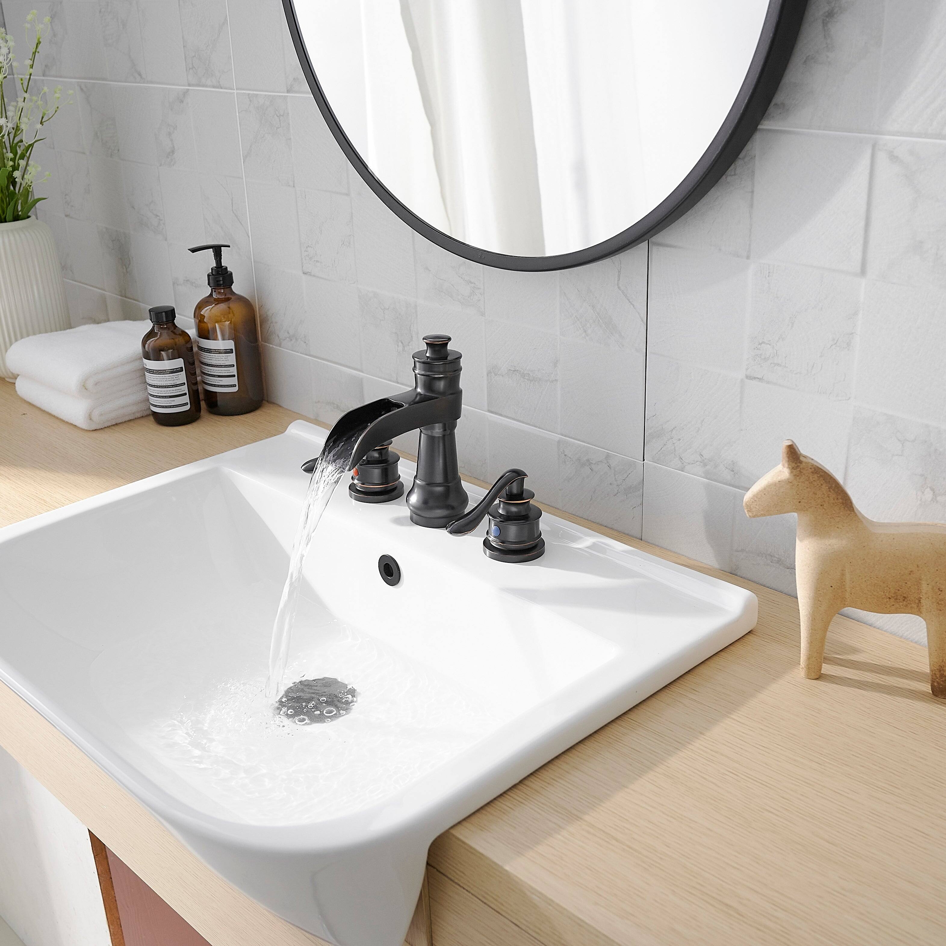 Alt View 5. Boyel Living - Waterfall 8-Inch Widespread 2-Handle Bathroom Faucet with Drain Kit in Oil Rubbed Bronze - Oil Rubbed Bronze.