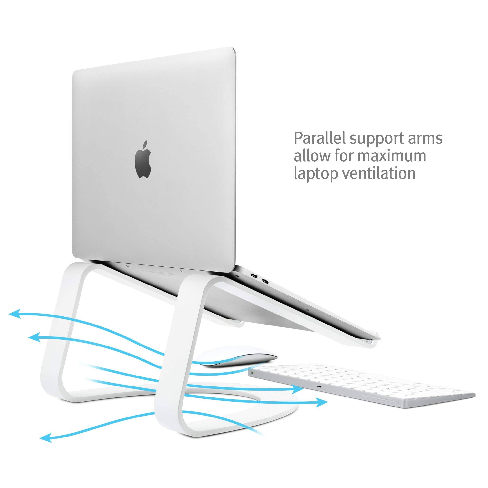 Parallel support arms allow for maximum laptop ventilation