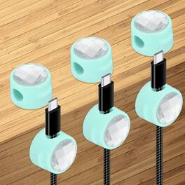 Unique Bargains - 6pcs Magnetic Spring Desk Cable Management Clips Adhesive Cord Holder Keeper for Office Desktop Wall Car - Blue