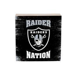 Evergreen Enterprises - Las Vegas Raiders 6" Square Fan Chant Wood Block Shelf Sign - Multicolor