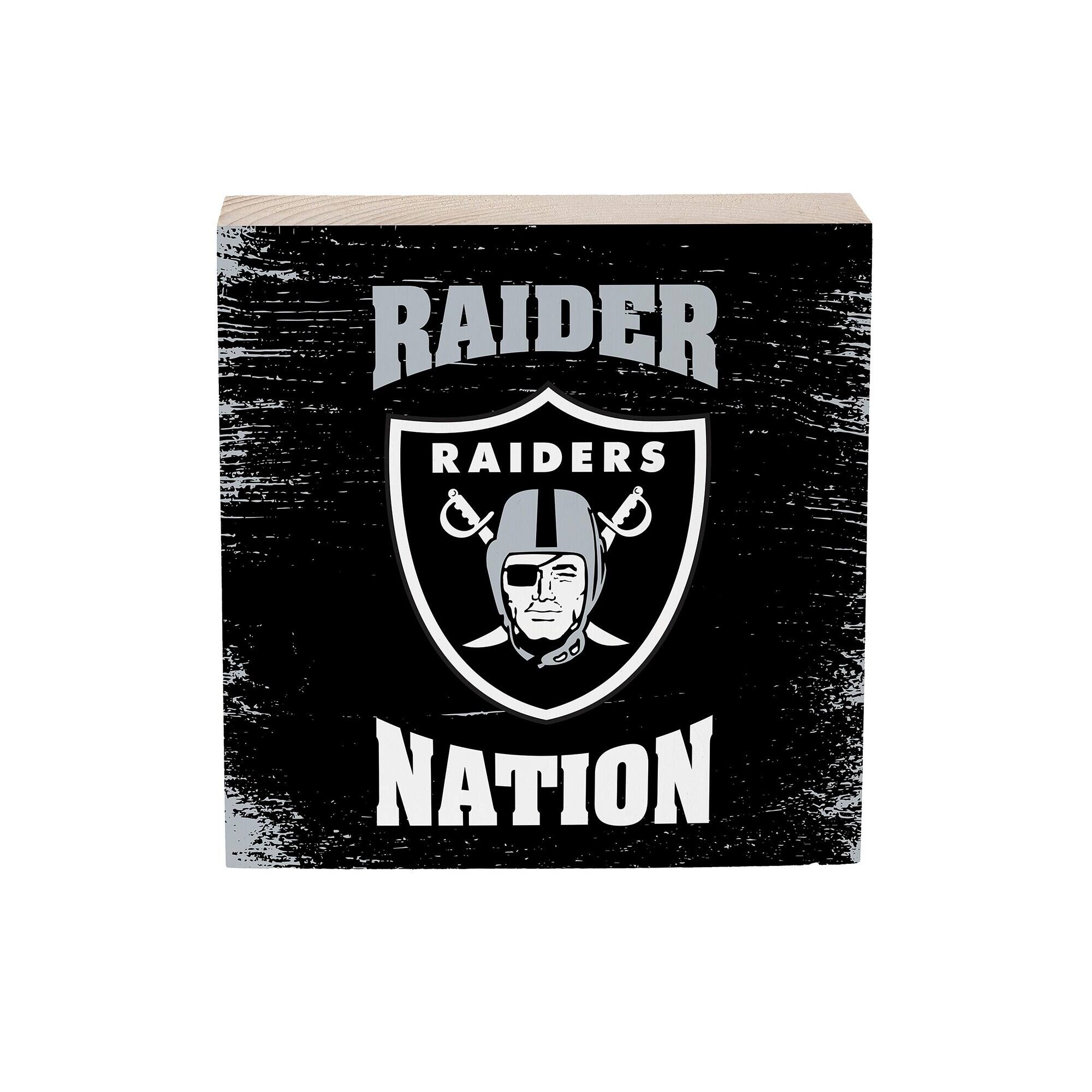 Las Vegas Raiders 6" Square Fan Chant Wood Block Shelf Sign