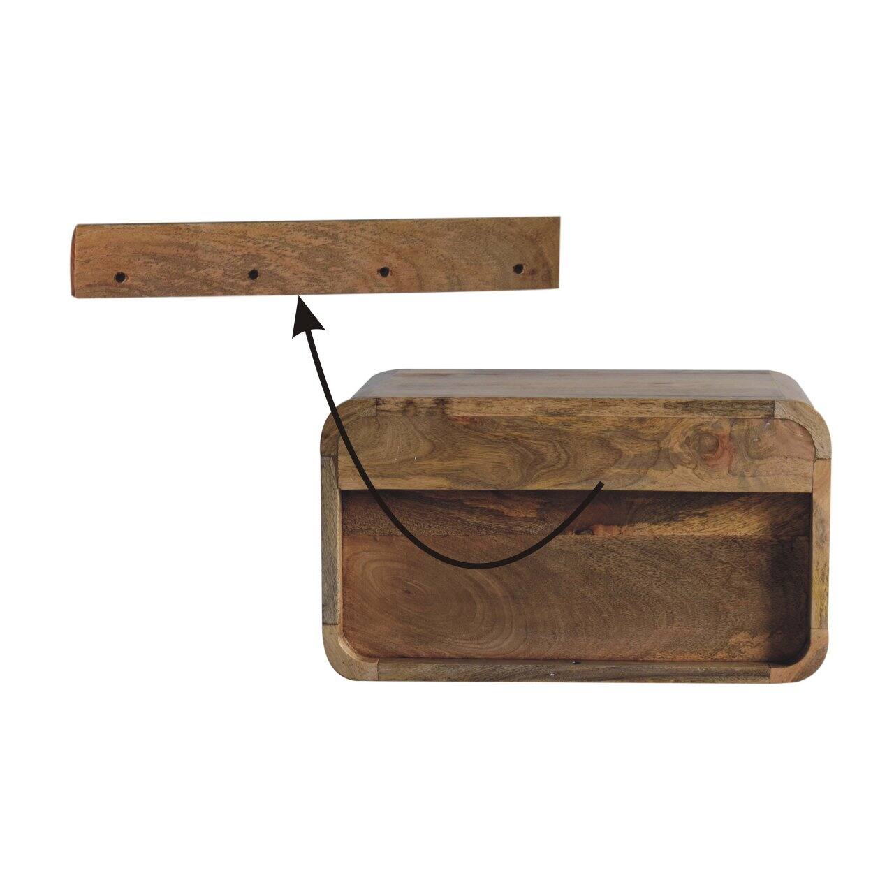 Alt View 7. Artisan Furniture - Artisan Furniture Solid Wood Large Oak-ish Curve Upper Slot Floating Bedside, 1 Drawer, 1 Open Slot, Brown - Brown.